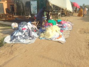 Clothing rail at a second hand market