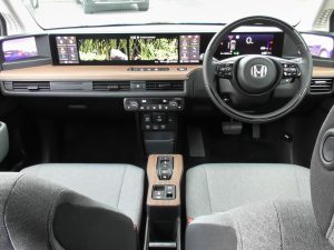 electric car dashboard with large touchscreen